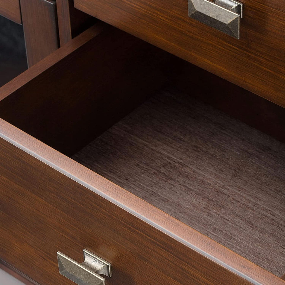 Pine Wood Sideboard Buffet Russet Brown Adjustable Shelves