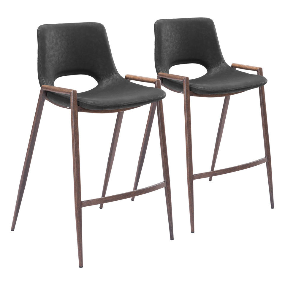 Desi Counter Stool (Set of 2) Black & Walnut