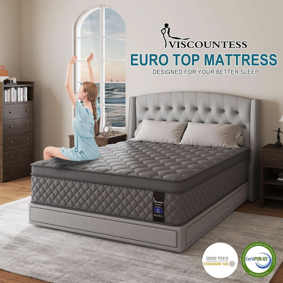 Full Gray 14Inch Premium Medium Firm Hybrid Mattress