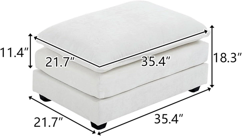 36.6 Inch Cream Ottoman Living Room Furniture Luxurious
