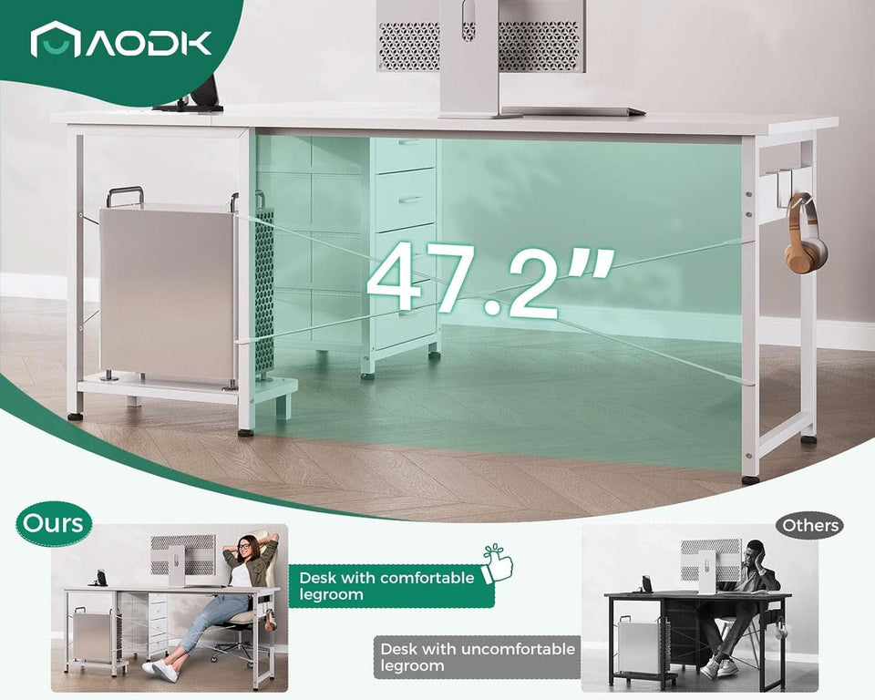 L Shaped Desk 61 Inch With USB Ports For Home Office