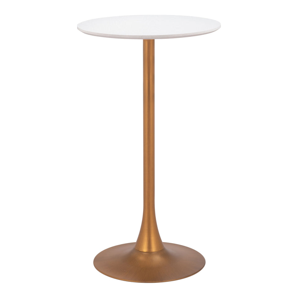Auray Bar Table White & Gold