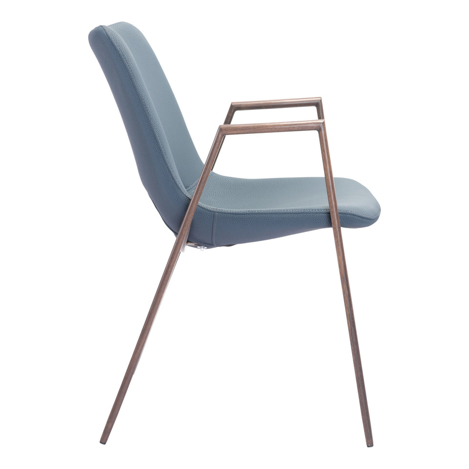 Desi Dining Chair (Set of 2) Azure Gray & Walnut