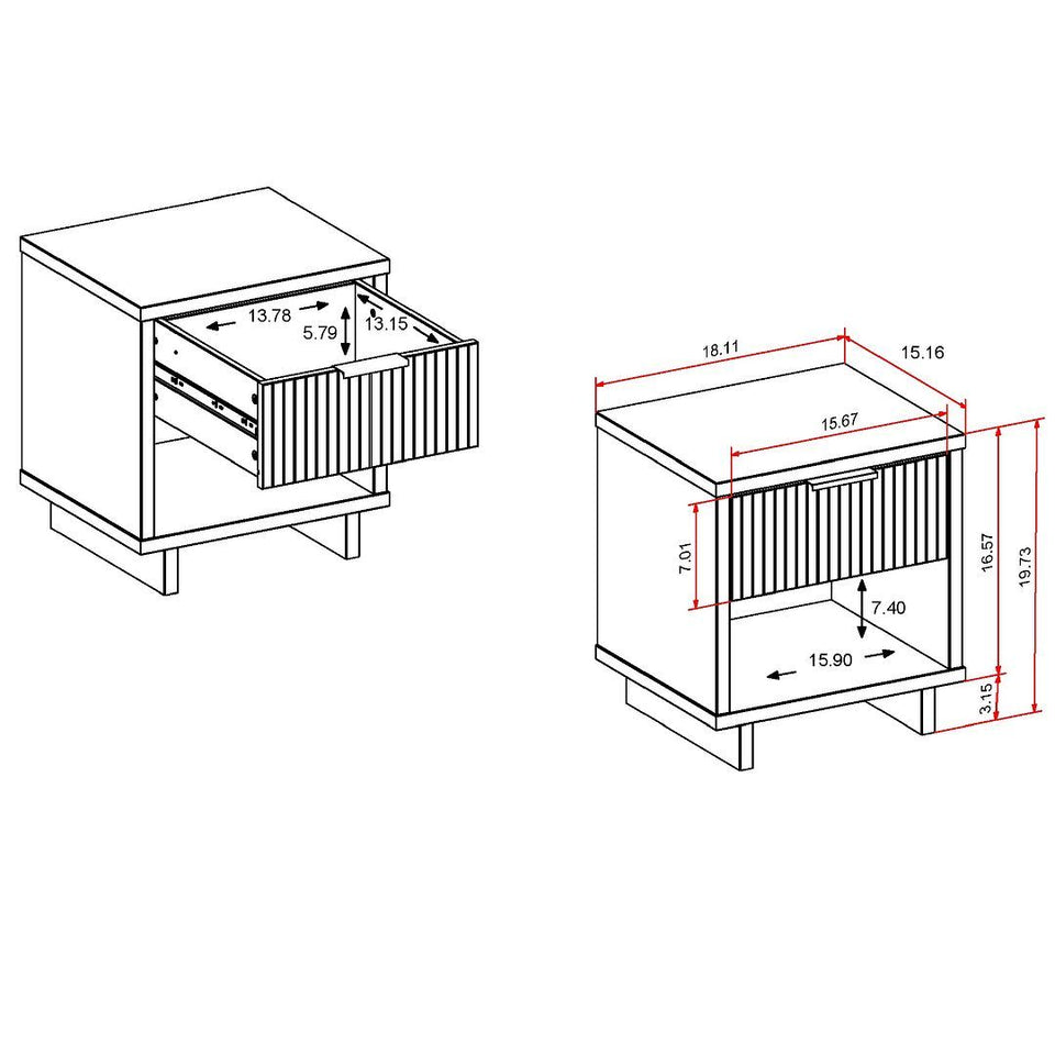 Granville 18" Nightstand (1-Drawer) - Set of 2