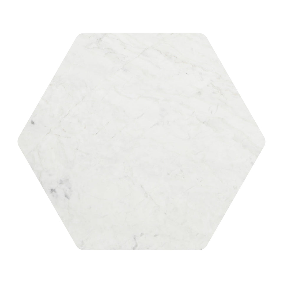 Bisel Side Table White & Walnut
