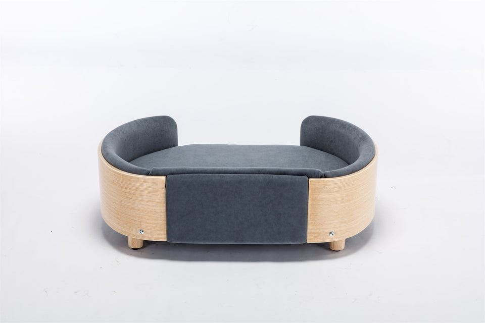Scandinavian Style Elevated Dog Bed with Velvet Cushion - Modern Pet Bed