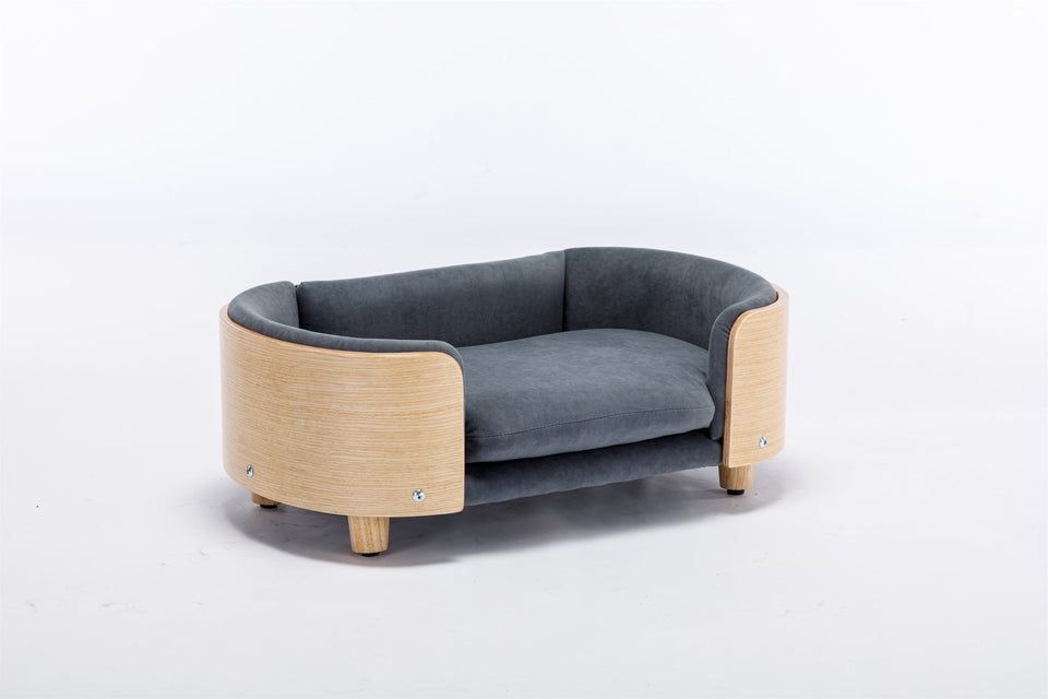 Scandinavian Style Elevated Dog Bed with Velvet Cushion - Modern Pet Bed