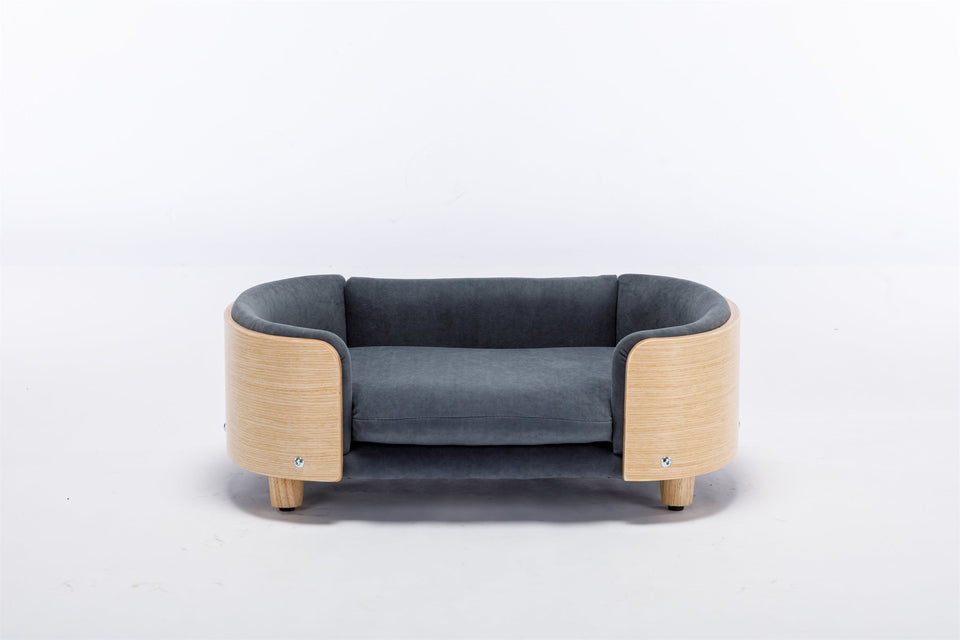 Scandinavian Style Elevated Dog Bed with Velvet Cushion - Modern Pet Bed