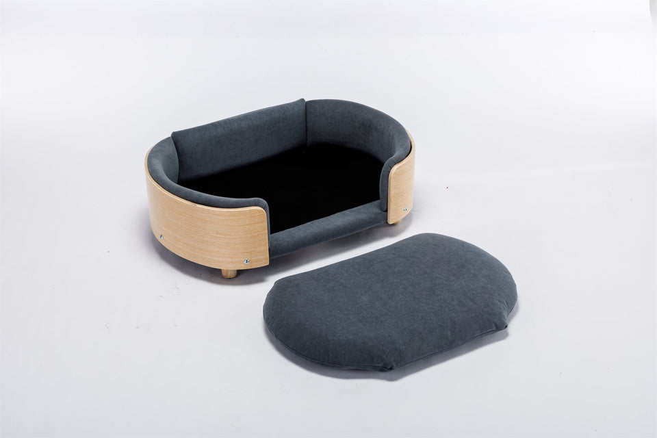 Scandinavian Style Elevated Dog Bed with Velvet Cushion - Modern Pet Bed