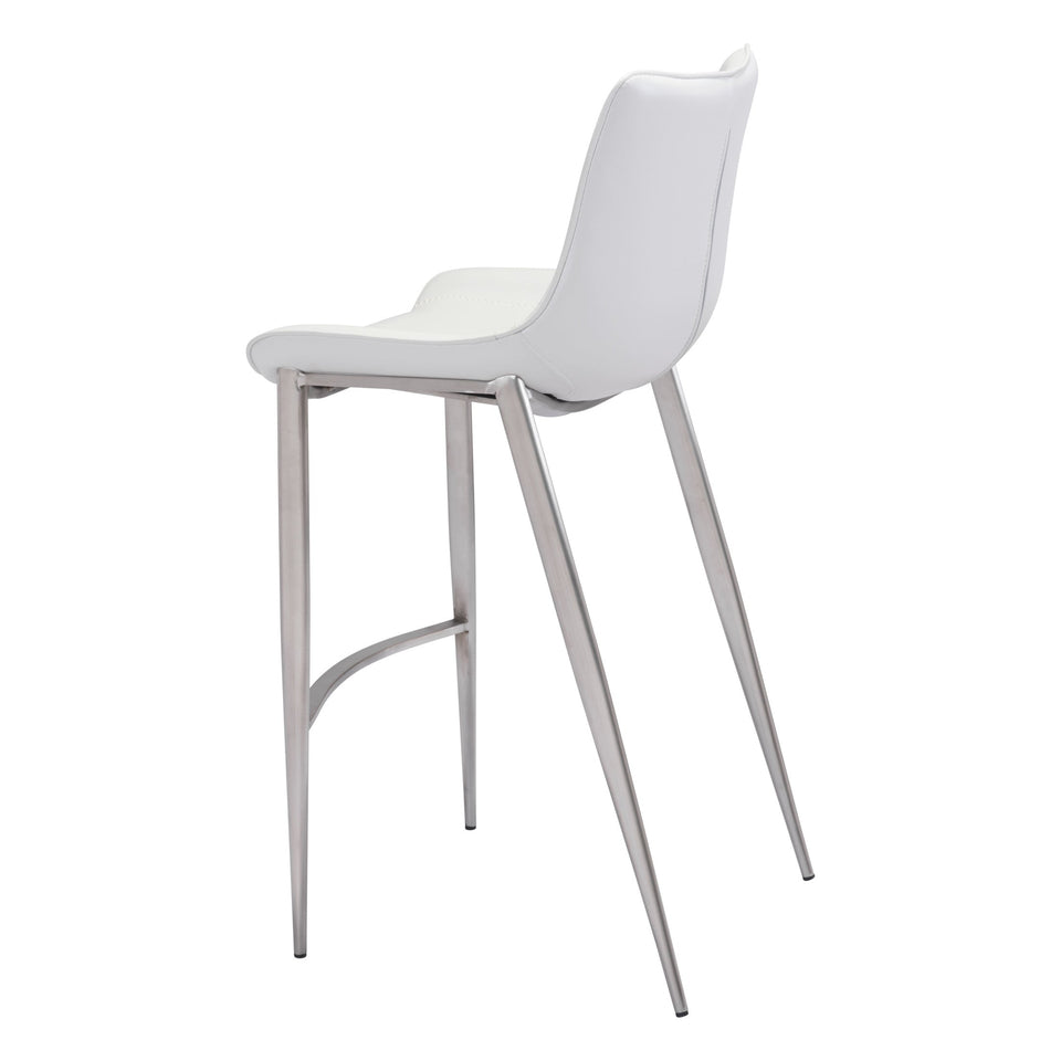 Magnus Barstool (Set of 2) White & Silver