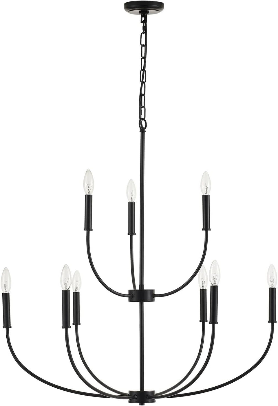 Nine Light Black Chandelier For Entryway Modern Farmhouse