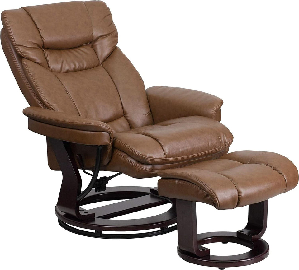 Leathersoft Recliner With Ottoman Palimino Swivel