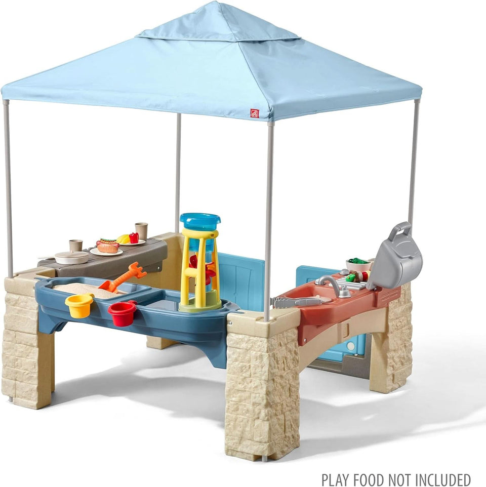Outdoor Patio Playset With 60Inch Canopy Playhouse