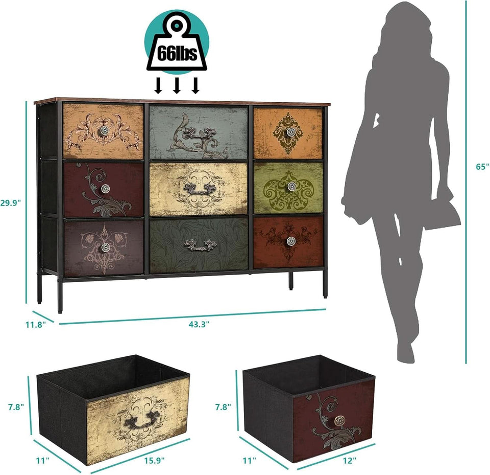 Premium 9-Drawer Dresser With Extra-Large TV Stand