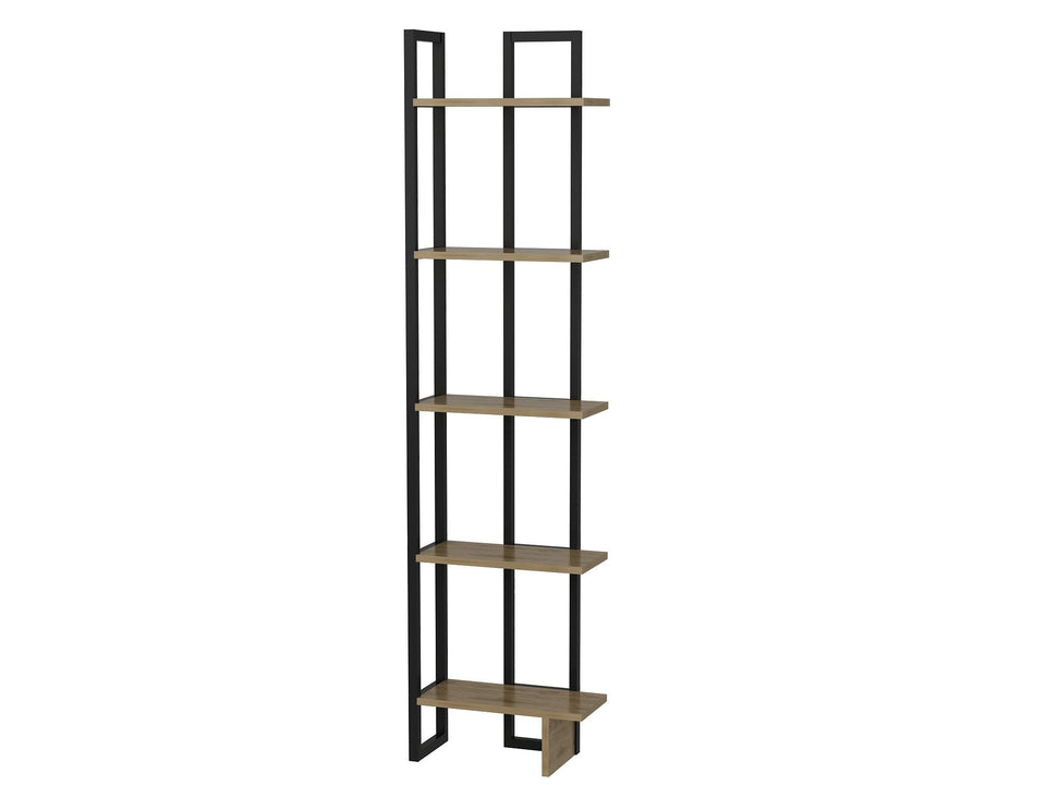 Alice 71" Tall Metal Manufactured Wood Bookcase | Corner Bookcase