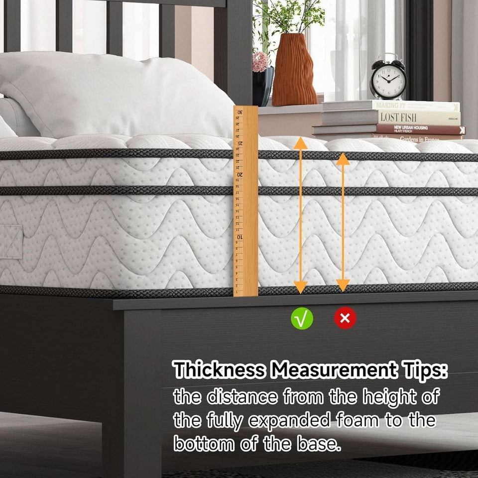 Twin Size Mattress 12Inch Fiberglass Free Memory Foam Hybrid