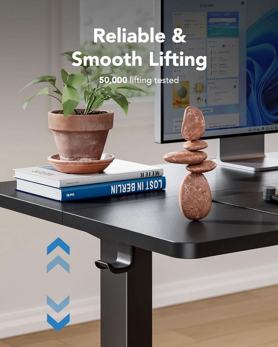 48 Inch Black Electric Standing Desk With Adjustable Height And Memory Settings