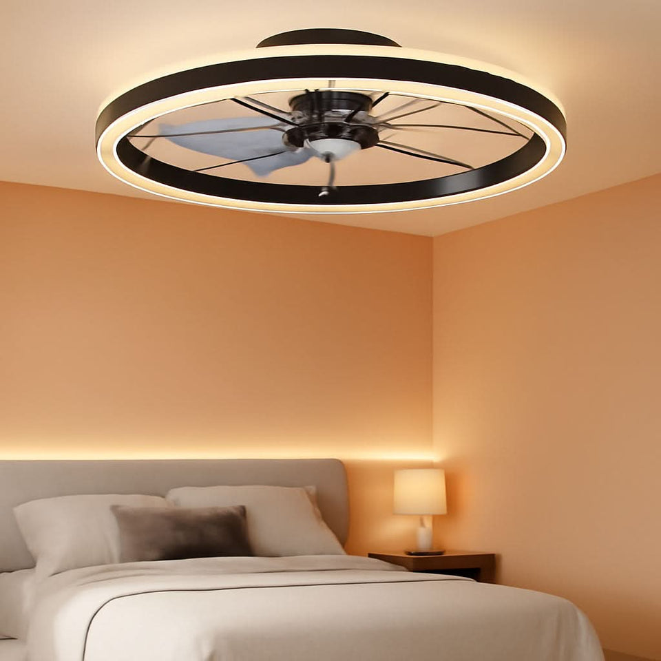 Ceiling Fan 23.6In With Lights Remote Dimmable Black
