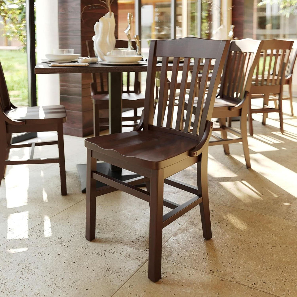 Mahogany Wood Dining Chair Walnut Finish Traditional Style