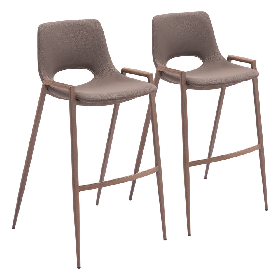 Desi Barstool (Set of 2) Brown & Walnut