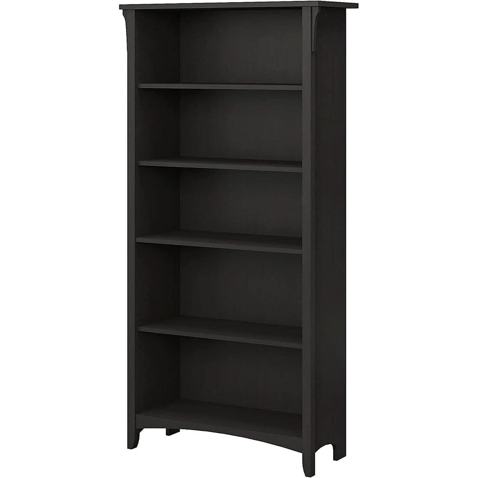 Vintage Black Bookcase With Adjustable Shelves For Home