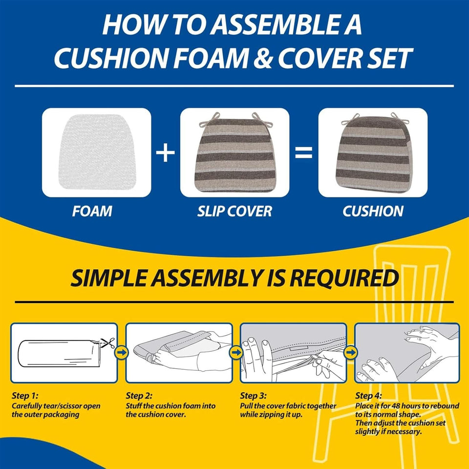 D Shaped Chair Cushions 2 Inch Thick 17 by 16 4 Pack