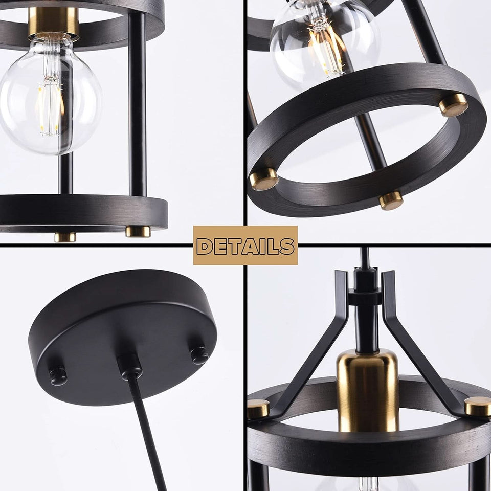 Black Farmhouse Pendant Lights With Adjustable Cords