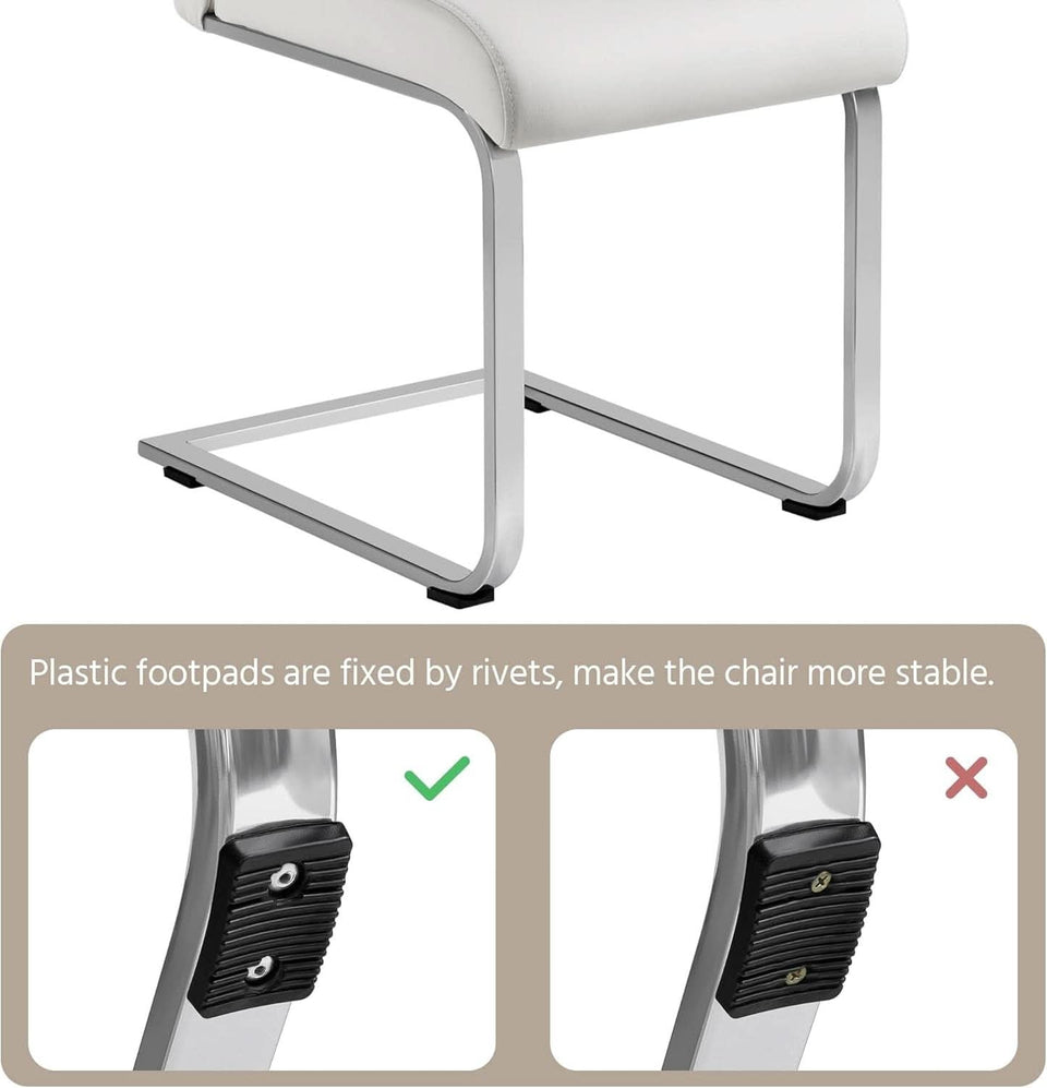 Set Of 2 High Back Faux Leather Dining Chairs White
