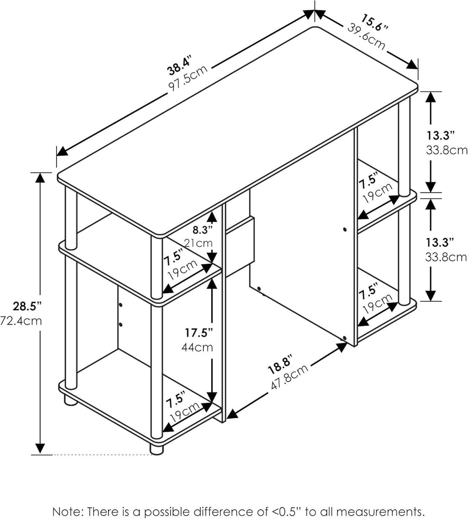 Jaya Computer Desk Americano Finish With Storage Shelves
