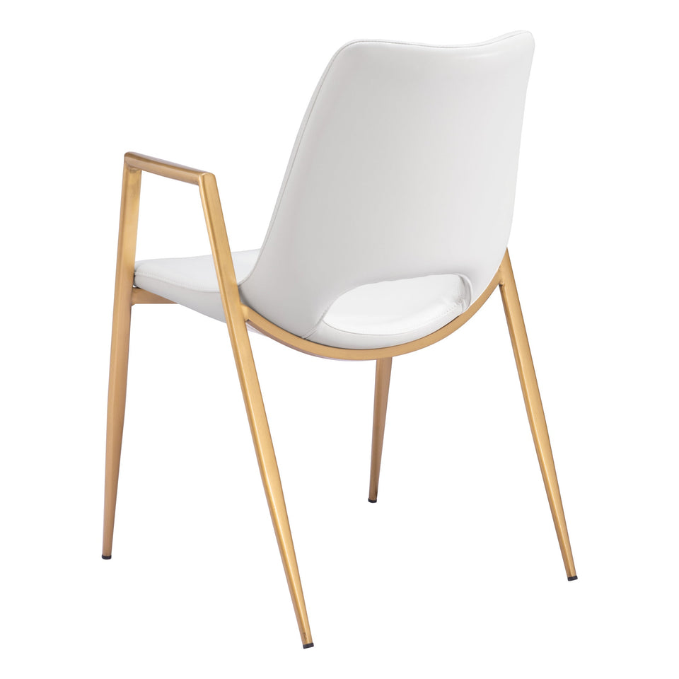 Desi Dining Chair (Set of 2) White & Gold