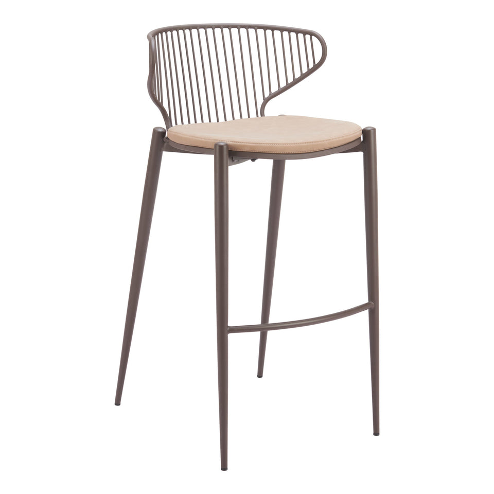Silues Barstool (Set of 2) Taupe & Brown