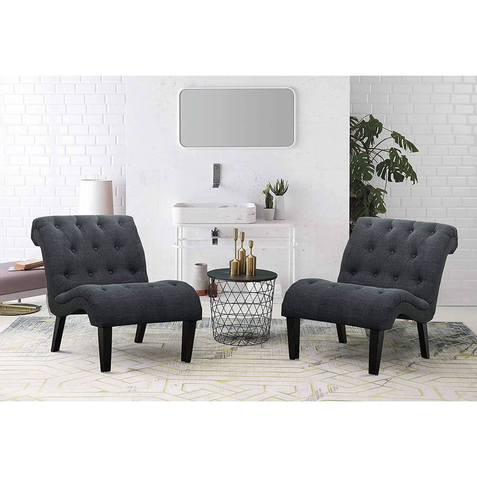 Button Tufted Slipper Chair For Compact Living Room Decor