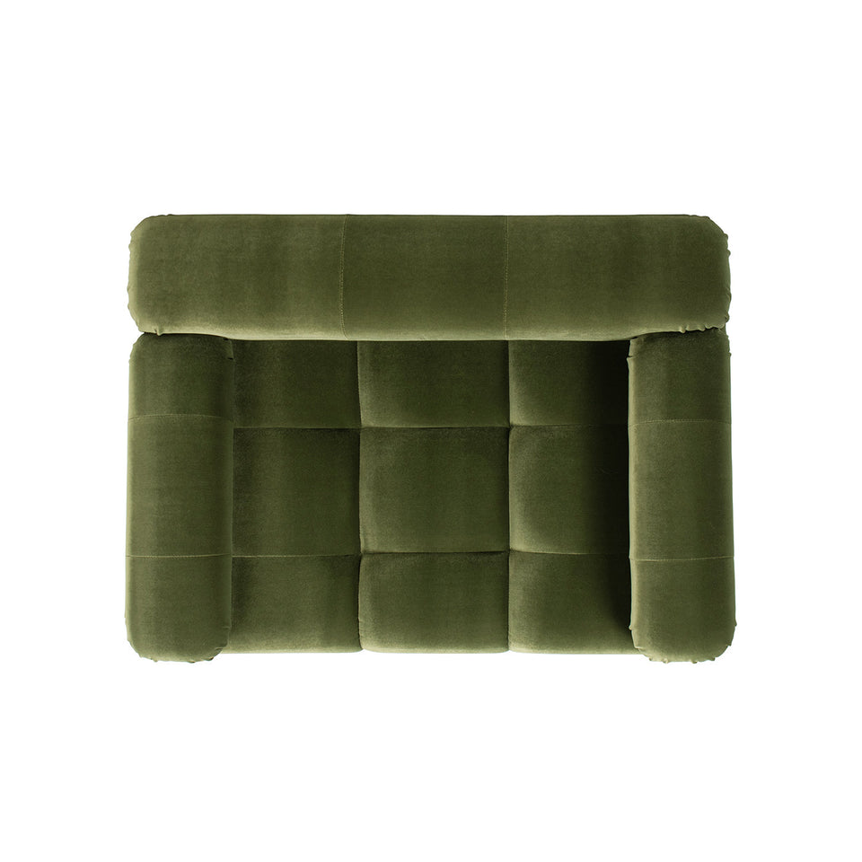 Olive Green Velvet Upholstered Pet Bed with Bolstered Arms - Small to Medium