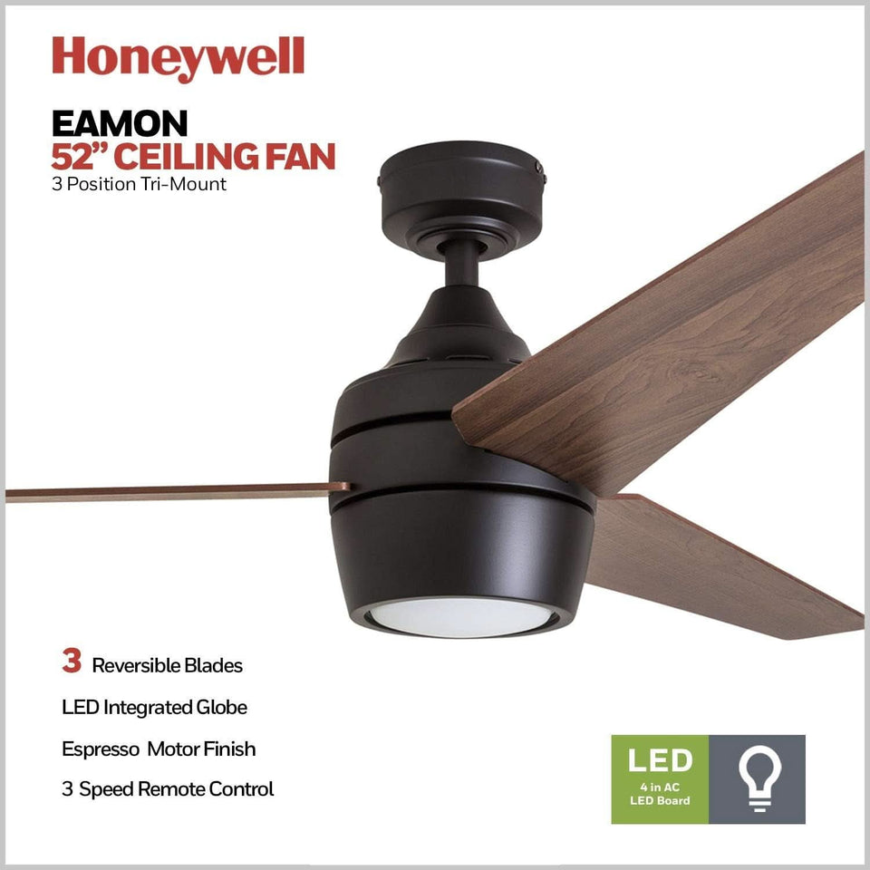 52 Inch Bronze Ceiling Fan With Remote And Light Kit