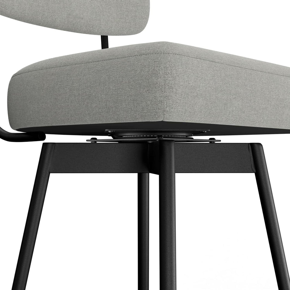 Giselle Swivel Bar Stools Set 2 29 Inch Upholstered Light Grey