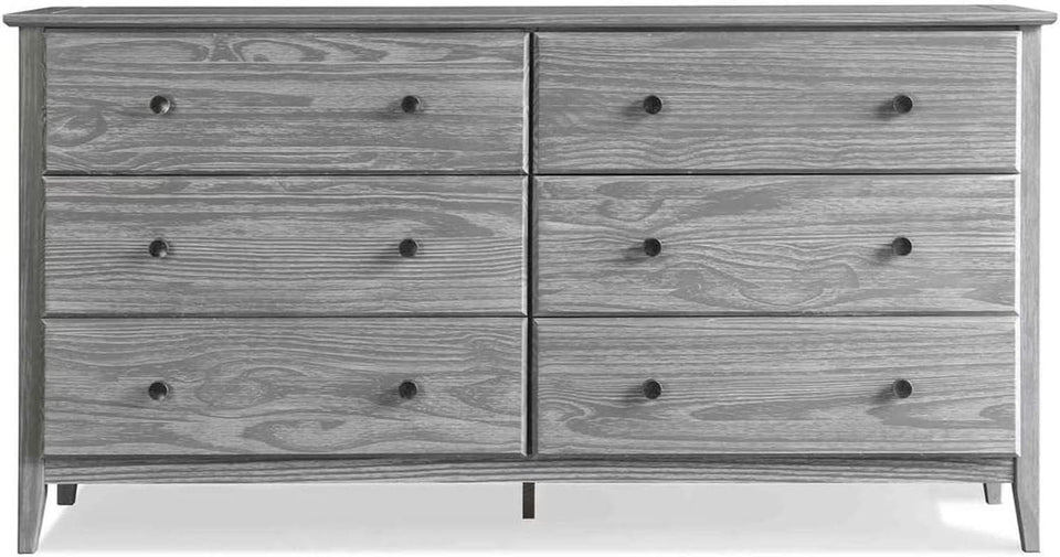 Solid Wood 6 Drawer Dresser With Brushed Driftwood Finish