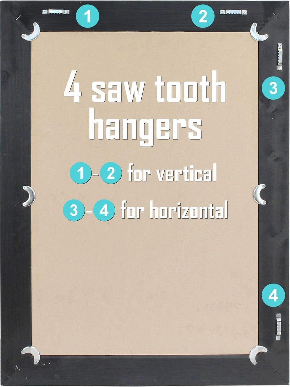 24x18 Inch Rectangle Black Wood Frame Wall Mirror With Attached Hanging Brackets Rustic Decor