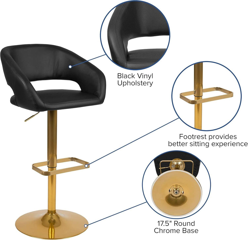 Contemporary Adjustable Height Barstool With Stylish Footrest