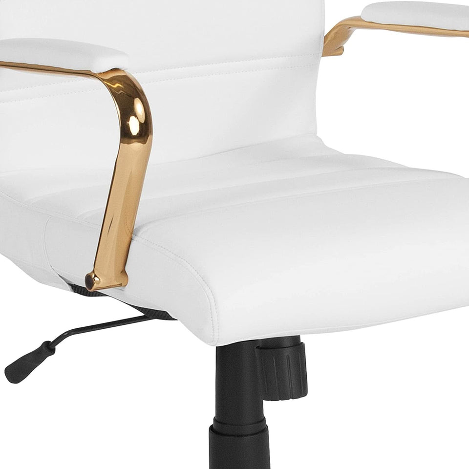 Whitney White LeatherSoft Office Chair Mid Back Swivel