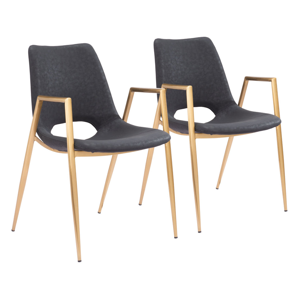 Desi Dining Chair (Set of 2) Black & Gold