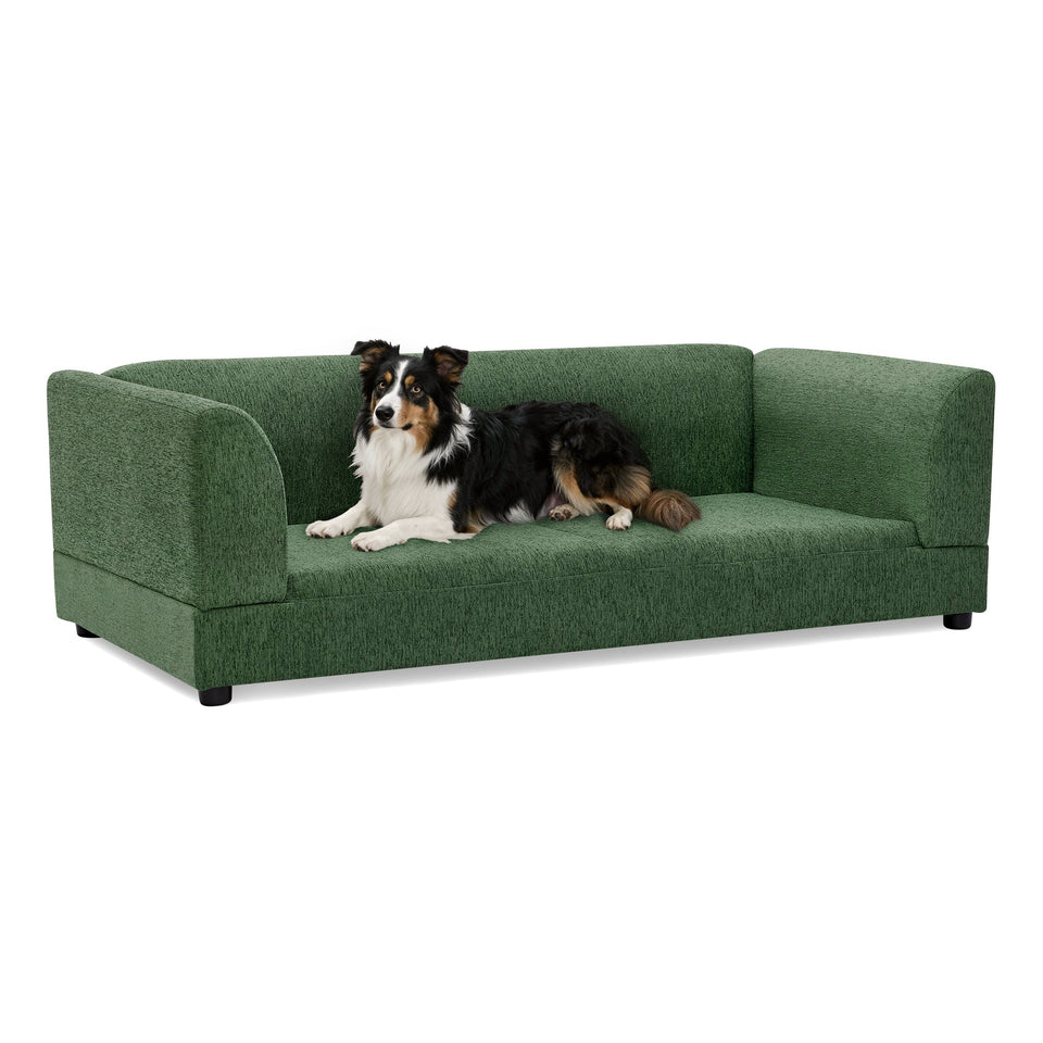 Oversized Pet Sofa for Medium & Large Dogs with Linen Upholstery - Olive Green