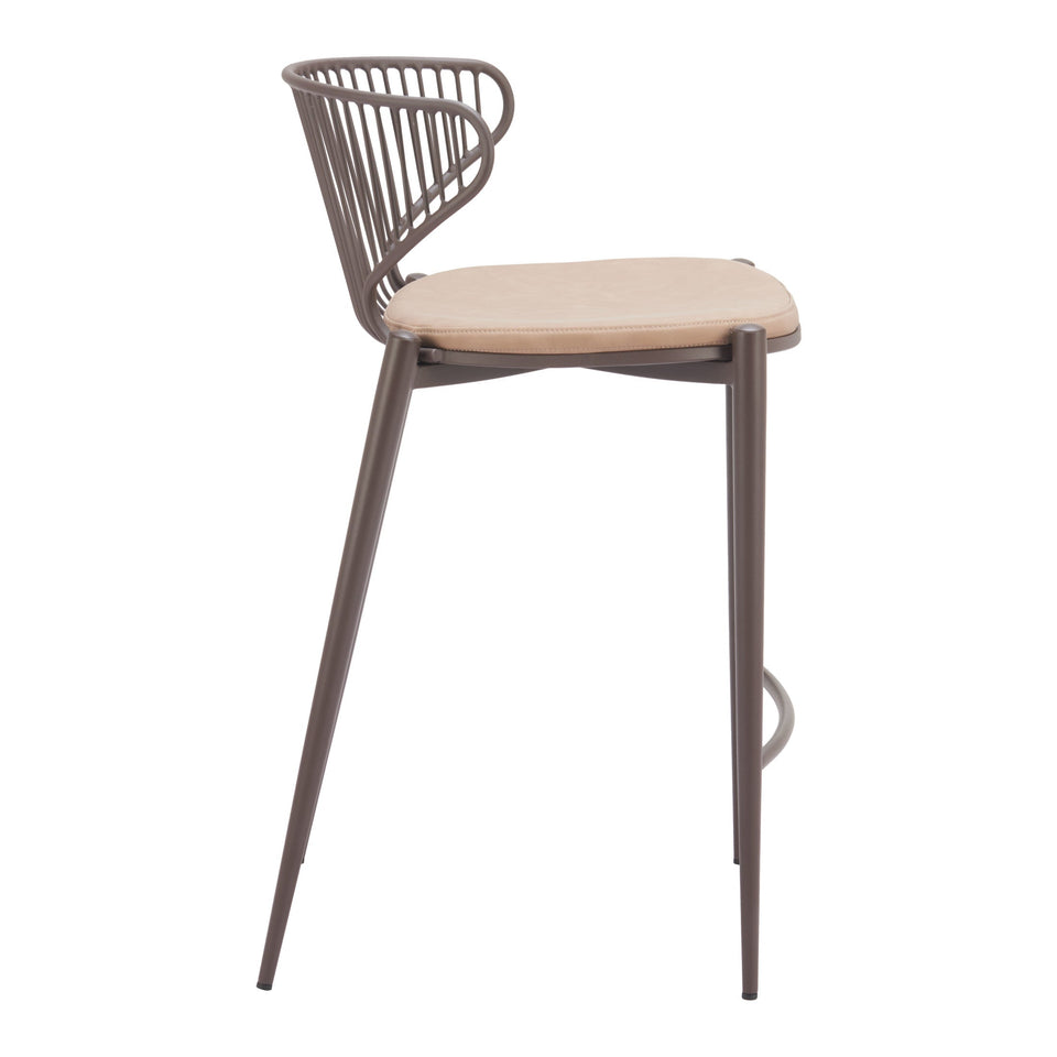 Silues Counter Stool (Set of 2) Taupe & Brown