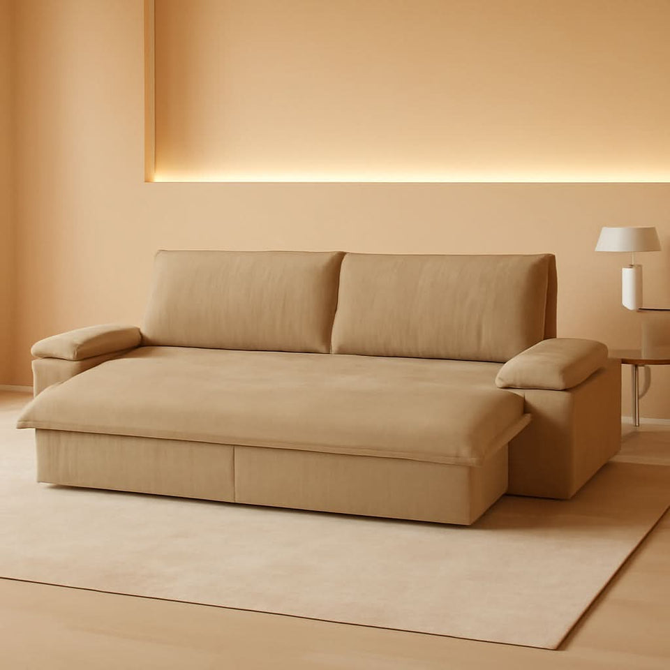 Queen Size Premium Convertible Sofabed Camel Corduroy