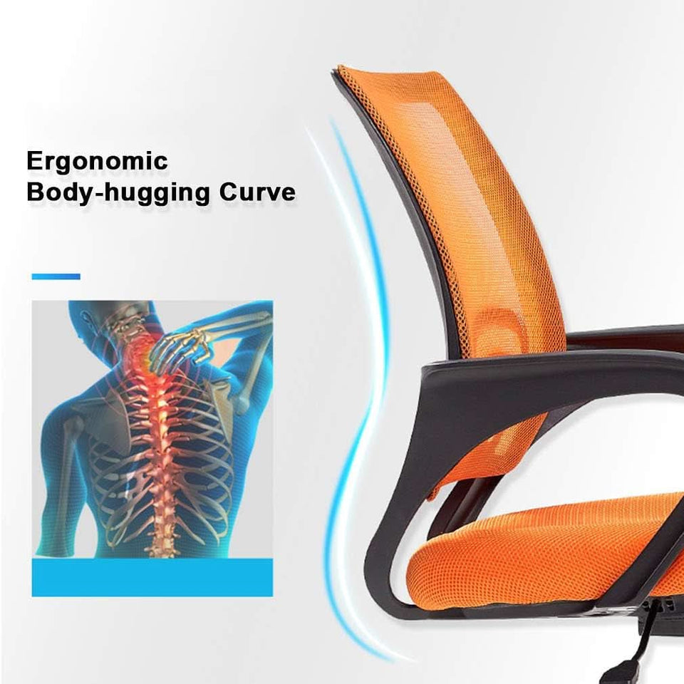 Orange Desk Mesh Chair With Adjustable Lumbar Support