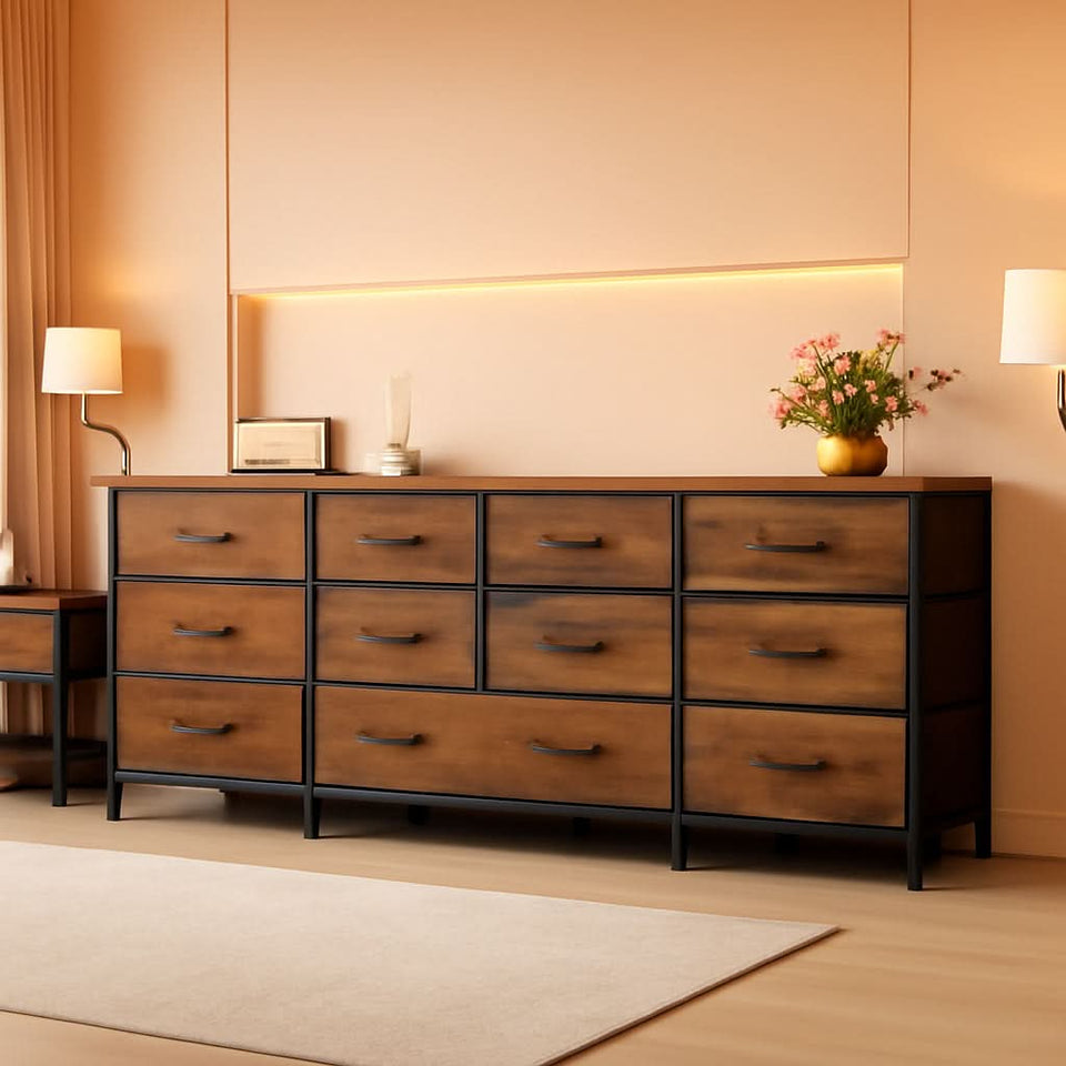 70 inch dresser 70 Inch Dresser for Bedroom, TV Stand for 65, 75, 80 Inch TV, 13 Fabri