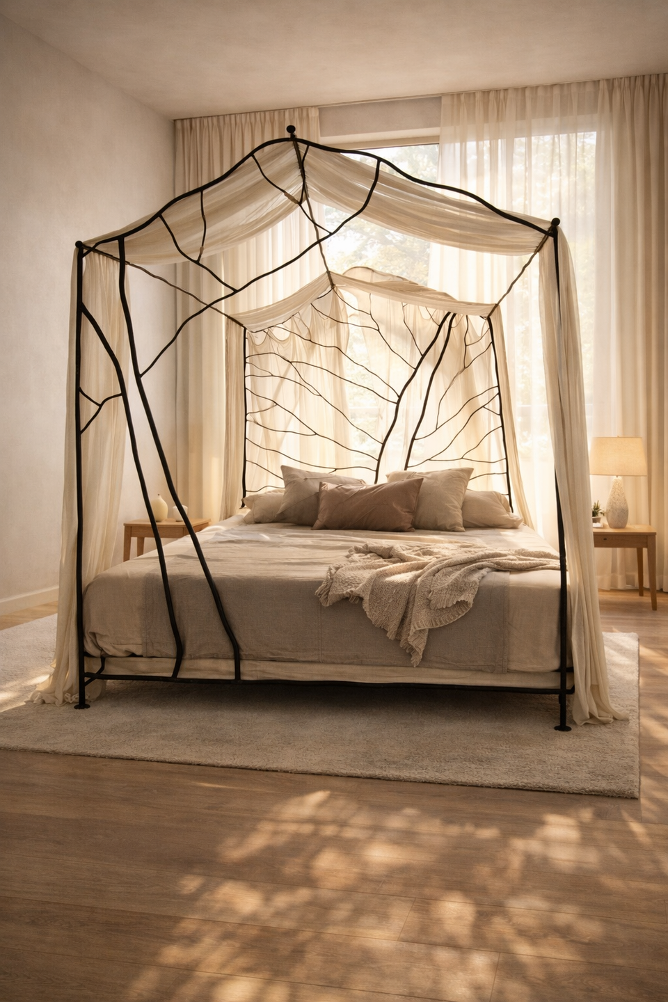 “Tree of Love” Sculptural Canopy Bed | Hand-Forged Iron Bed by Luis Márquez Studio