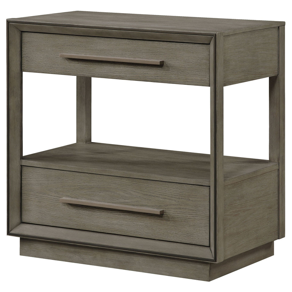 Durango 2-drawer Nightstand Bedside Table Taupe Oak