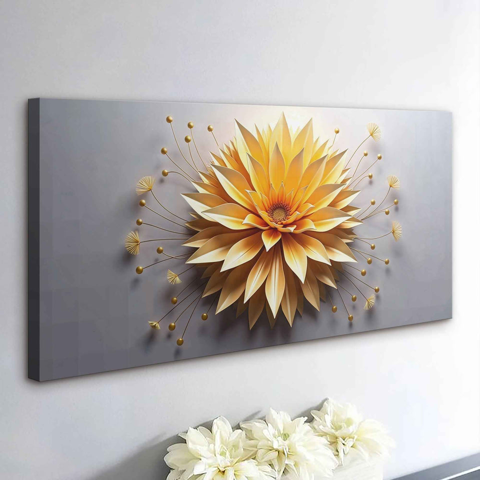 Golden Dandelion Minimalist Abstract Wall Art