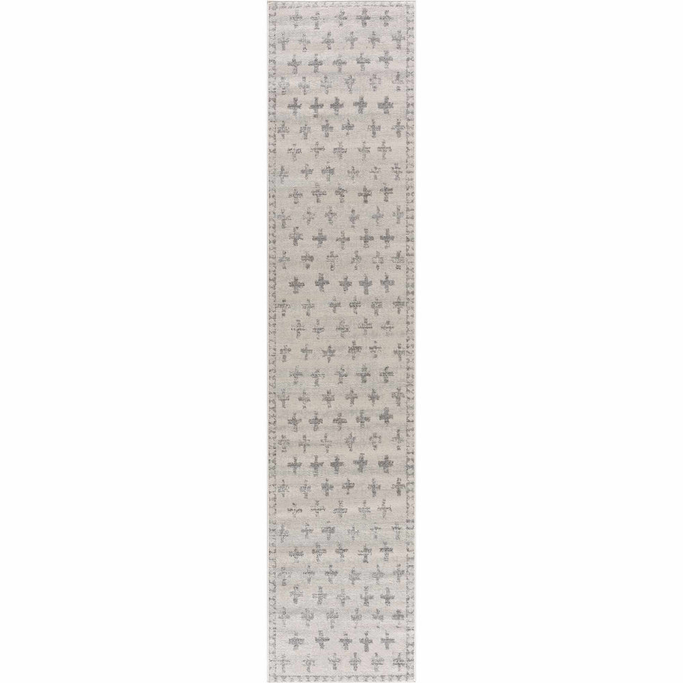 Tigris Swiss Cross Ivory&Gray Area Rug - Clearance