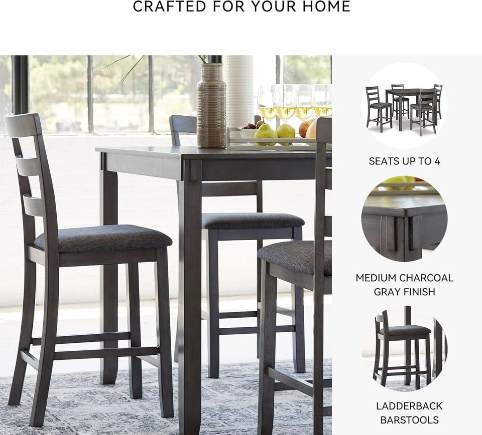 5 Piece Engineered Wood Counter Height Dining Set Gray